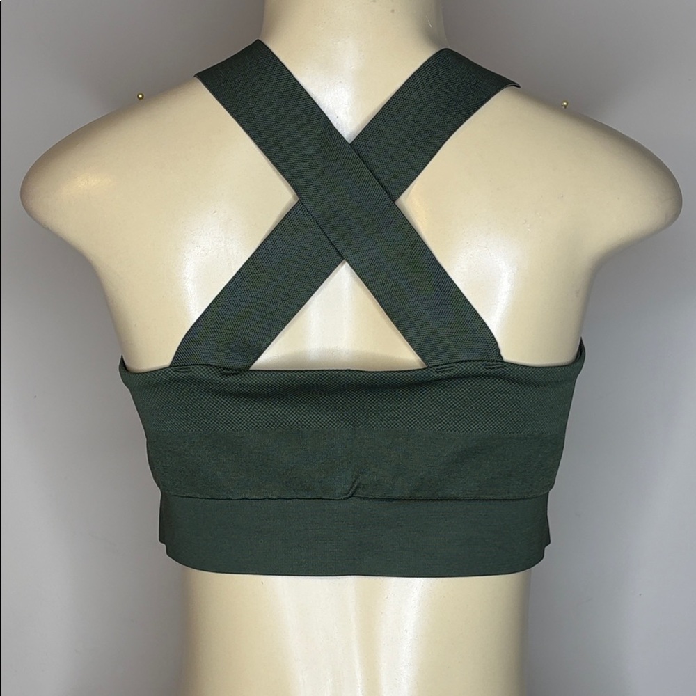 Athleta Crossback Unpadded Dark Green Sport Bra Size L